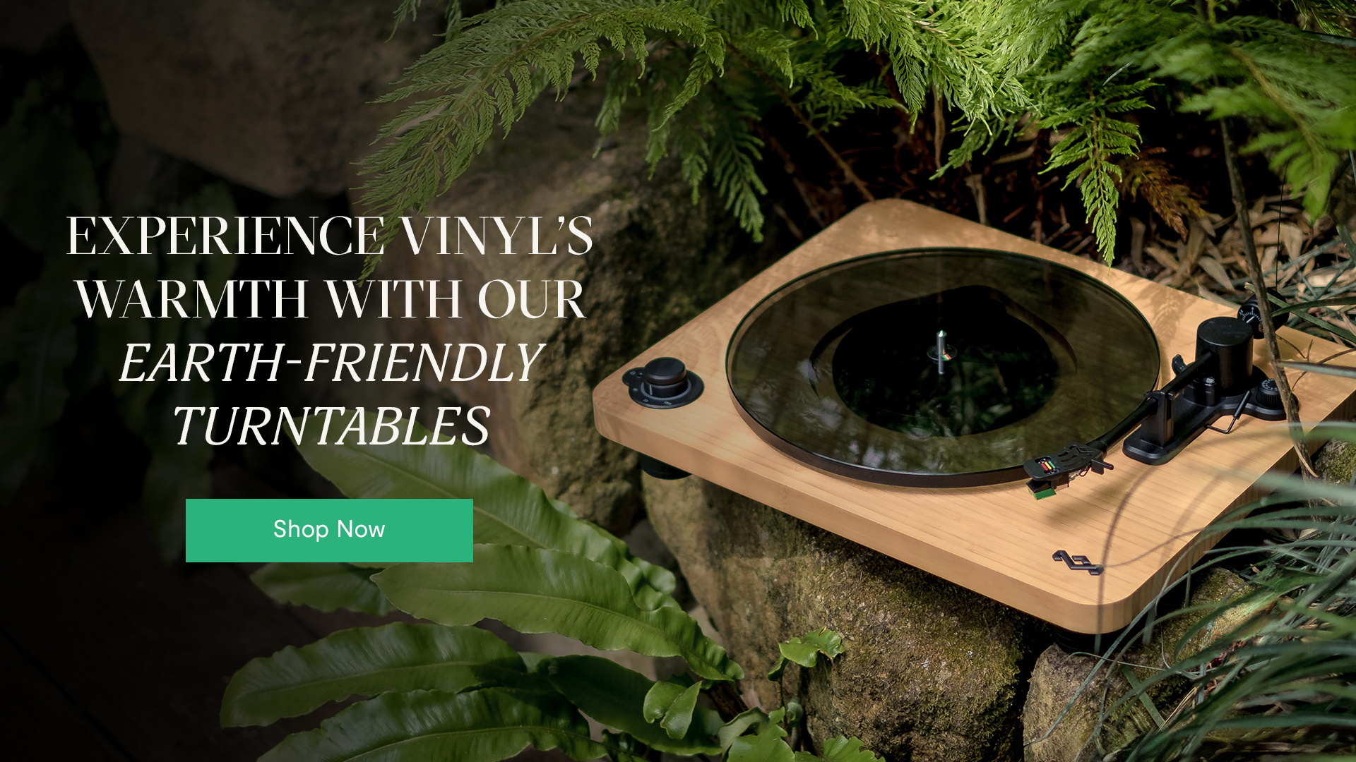 Experience vinyl's warmth with our earth friendly turntables